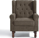 UIXE High Back Accent Chairs Set of 2, Upholstered Armchair in Fabric, Retro Wingback Arm Chair for Living Room, Comfy Single Sofa Bedroom Reading Seat with Solid Wood Legs - Taupe by CozyNest Decor