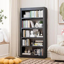 Bookshelf, 5 Tier Metal Bookshelf, 69" H Tall Bookcase with Adjustable Shelves, Large Industrial Bookshelves for Living Rooms, Home Offices, Library, 10 Minutes Assemble