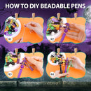 CZWZ Halloween Beadable Pens, Plastic Beadable Pens with 8 Pcs Multicolor Silicone Beads, Halloween Pumpkin Bat Skull Ghost Witch Hat Pens for Halloween Gifts Office Supplies by TinyTreasures Baby Boutique