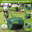 Seeutek Compost Spreader - 24" Peat Moss Spreader with 3 Heights, Top Soil Spreader W/Upgraded Side Latches Support Rod Powder Coated Metal Mesh Top Dressing Spreader for Lawn, 2 Way Uses-Push or Tow by GreenHaven Gardens