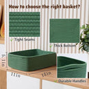 Large Shallow Organizing Baskets 15x11x5.1 Inches - Rope Woven Storage Bins for Bathroom, Shelves, Cube Closet, Green 2 Packs by CozyNest Decor