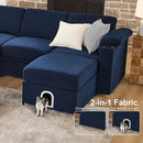 Modular Sectional Sofa Couch for Living Room Velvet Cloud Couches Oversized U Shaped Convertible Sleeper Sofa Chaise Detachable Armrest Cushion Cup Holder (Blue, 8 Seats) by CozyNest Decor