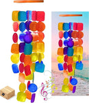 Bellaa 22890 Wind Chimes Outdoor, Garden Decorations, Musical, Indoor/Outside Windchimes, Beach, Ocean Breeze, Gifts for Mom, Gift for All Occasions, Capiz Sea Glass Shells Wood 27 inch Rainbow by CozyNest Decor