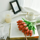 Mandy's Artificial Tulips 20 Stems Terracotta PU Faux Flowers for Wedding Home Decor 13.5 Inch by CozyNest Decor