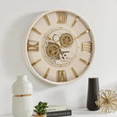 CLXEAST Mid Century Minimalist Modern Wall Clocks,24 Inch Wall Clock with Moving Gears, Large Cream Gold Wall Clocks for Living Room Decor,House Warming Gifts New Home by CozyNest Decor