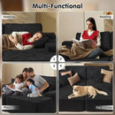 ovios 81" Oversized Sectional Double Lounge Chaise with Cloud Plush Sofa Bed, No Assembly Required, Fluffy Modern Sleeper Loveseat Chair for Indoor Living Room Bedroom Reading, Black (Corduroy Fabric) by CozyNest Decor
