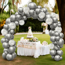 JOYIN 150 Pcs Metallic Silver Balloons, Different Sizes 18 12 10 5 Inch Silver Latex Balloon Arch Kit with Instruction for Birthday Party Graduation Wedding Holiday Decoration by TinyTreasures Baby Boutique