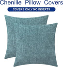 CaliTime Throw Pillow Covers Decorative 20 X 20 Inches Pack of 2 Cozy Chenille Cushion Cases for Couch Sofa Bed Living Room Home Smoke Blue by CozyNest Decor