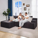 Hobestluk 96“ Modular Sectional Sofa Couches L-Shape Couch 3 Seat Modular Sofa Memory Foam Sectional Couches for Living Room, Cloud Couch with Oversized Chaise (Grey, Stripe (Left Facing Chaise)) by CozyNest Decor