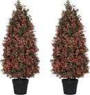 3ft Artificial Boxwood Topiary Trees (Set of 2) - UV Resistant Faux Plants for Outdoor/Indoor, Realistic 36in Fake Bushes and Shrubs for Front Porch, Planter, Patio - Low Maintenance & Evergreen by GreenHaven Gardens