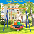 GIKPAL Saucer Swing with Stand for Kids Outdoor, 440lbs Swing Set with Heavy-Duty Metal Frame and Adjustable Ropes, Safe Waterproof Round Playset for Backyard Playground Park, Rainbow Color by TinyTreasures Baby Boutique