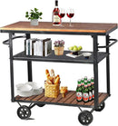 Diwhy Industrial 3 Tier Rolling Utility Storage Cart Wine Beverage, Metal Wine Rack with Wheels Kitchen Bar Dining Room Tea Wine, Storage Cart with Wood by CozyNest Decor