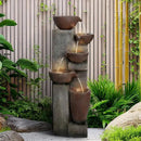 SunJet 5-Tier Cascading Indoor/Outdoor Water Fountain with LED Lights - 39.7" High Large Waterfall Floor Standing Fountain for Garden, Patio, Yard, and Deck Decor - Relaxing Outdoor Water Feature by GreenHaven Gardens