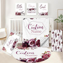 Personalized Crib Bedding Set for Girls, 5 Pcs Nursery Bedding Crib Sets, Soft Custom Flowers Baby Crib Set with Name, Double Layer Baby Bedding Set Customized Gifts for Infants Toddlers Kids by TinyTreasures Baby Boutique