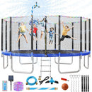 Upgraded 16FT 15FT 14FT 12FT 10FT 8FT Trampoline Outdoor with Basketball Hoop and Net, Capacity for 4-6 Kids and Adults by TinyTreasures Baby Boutique