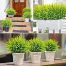 Ouddy Decor 16 Bundles Artificial Plants Outdoor Fake Grass Greenery Stems UV Resistant Faux Plastic Plants Shrubs for Spring Summer Home Garden Pathway Window Box Front Porch Decor, Yellow