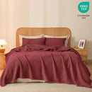 PHF 100% Cotton Waffle Weave Blanket Queen Size, Soft Lightweight Breathable Cozy Summer Blankets for Bed, Luxury Aesthetic Woven Bedding for Home Decor, 90"x90", Wine Red by CozyNest Decor