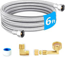 Dishwasher Installation Kit - 6 FT Premium Stainless Steel Braided Dishwasher Hose kit,Food Grade PEX Inner Tube Dishwasher Water Supply Line with 3/8"x3/8"MIP Elbow,3/8"x 3/4" FHT Elbow by CozyNest Decor