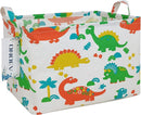 Rectangular Folding Laundry Basket, Canvas Basket,Nersury Hamper,Suitable for Children,Office,Bedroom,Clothes,Toys Storage（Dinosaur Paradise） (1) by TinyTreasures Baby Boutique