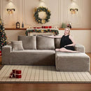 HYJT H&K Modular Sectional Sofa Cloud Couch, 107" Comfy L Shaped Sectional Couches for Living Room, Deep Seat Memory Foam Plush Fluffy Corduroy Boneless Couch Sectionals Right Facing Sofa Chaise Brown by CozyNest Decor