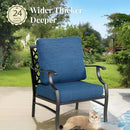 Patio Furniture Set with Fire Pit Table, 5 Pcs Metal Outdoor Conversation Set, 4 Single Chairs with 5.75" Extra Thick Cushion and 28" Fire Pit Table for Backyard Deck, Green Blue by GreenHaven Gardens