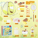 STEM Outdoor Exploration Kit for Kids Ages 3-12, 21PCS Bug Catcher Set with Pop-Up Tent Binoculars Magnifying Glass Camping Adventure Educational Toys Gift for Boys Girls Bug Catcher Kit for Toddlers by TinyTreasures Baby Boutique