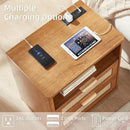 LEYAOYAO Boho Rattan Coffee Table and End Table Sets, 48" Wide Center Tables & 23" Night Stand with Charging Station Chest of Drawers, Brown Wood Coffee Table for Living Room 3 Piece Set by CozyNest Decor
