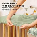 Waterproof Crib Mattress Protector Cover Fitted - 2-Pack Quiet Baby Crib Mattress Pad Sheets, 52" x 28" Soft Quilted Cotton Baby Sheet, Machine Washable, Easy Fit, Durable (Soft Fern/Quin) by TinyTreasures Baby Boutique