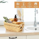 Set of 3 Snack Baskets, Wicker Snack Basket Organizer for Office, Small Wicker Baskets with Handles, (3 Medium Basket) by CozyNest Decor