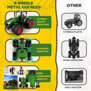 Remote Control Tractor Toy, Kids RC Tractor Set & Truck and Trailer Front Loader - Metal Car Head/8 Wheel/Light, Toddlers Farm Vehicle Toys for 3 4 5 6 7 8 9 Year Old Boys Girls Birthday Gift by GreenHaven Gardens
