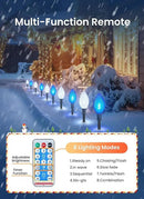Minetom Solar Double C9 Strawberry Pathway Lights - 16FT 10 LED C9 Christmas Lights with Timer, 8 Modes, Solar Christmas Outdoor Decorations for Lawn Outside Walkway, Blue White by GreenHaven Gardens