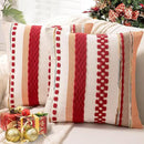 Boho Throw Pillow Covers 18x18 Set of 2 Christmas Decorative Cushion Case Striped Square Pillows Cover Chenille Pillow Cases Accent Neutral Pillowcase for Sofa Couch Bed,Red by CozyNest Decor