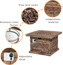 COSIEST Outdoor Propane Fire Pit Table w Faux Brown Ledgestone 32-inch Square Fire Table, CSA Certified, 50,000 BTU Stainless Steel Burner, Free Lava Rocks, Fits 20lb Tank Inside by GreenHaven Gardens