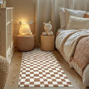 jinchan Runner Rug 2x5 Hallway Washable Modern Checkered Geometric Lattice Kids Bedroom Rug Indoor Floor Cover Non Slip Soft Carpet for Nursery Room Kitchen Laundry Room Home Brown by CozyNest Decor