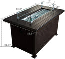Kozyard Outdoor Patio Propane Gas Fire Pit Table - 50,000 BTU Wicker Design with Aluminum Tabletop, Glass Wind Guard, Clear Glass Rocks Slide Out Tank Holder - Ideal Patio Fire Table (Brown) by GreenHaven Gardens