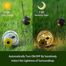 Solar Snail Garden Lights - 2 Pack Cracked Glass, Warm White Metal, Waterproof for Patio Yard Lawn by GreenHaven Gardens