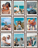 Vittanly 12x16 Picture Frames Set of 9, Shatter Resistant Plexiglass, Display 11x14 Pictures with Mat or 12x16 without Mat, Photo Frames for Wall Mount, Engineered Wood, Brown by CozyNest Decor