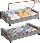 Yecaye Under Bed Storage with Wheels, 2 Pack Under Bed Storage Containers with Clear Lids & Label, XXL Large Lapacity Rolling Under Bed Drawers for Clothes, Shoes, Blankets by CozyNest Decor