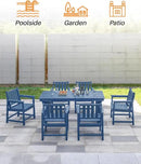Patio Dining Chair Set of 2, HDPE Outdoor Dining Chair, Ergonomic HDPE Dining Chairs with Deep Seating, All Weather Outdoor Chairs Furniture for Backyard, Deck, Garden, Poolside, Navy by CozyNest Decor