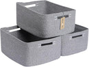 Large Storage Baskets for Shelves, Closet Organizers Bins for Clothes Blanket Towels, Baby Nursery, Toy Baskets Box, Woven Rope Baskets, 17 x 13 x 7.5”, 3 Packs Mixed Grey by TinyTreasures Baby Boutique