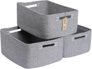 Large Storage Baskets for Shelves, Closet Organizers Bins for Clothes Blanket Towels, Baby Nursery, Toy Baskets Box, Woven Rope Baskets, 17 x 13 x 7.5”, 3 Packs Mixed Grey by CozyNest Decor