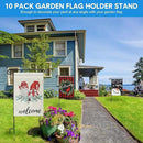 10 Pack Garden Flag Stand with Flag Stoppers and Clips, Black Powder Coated Weather Proof Garden Flag Pole Holder for Outdoor Garden Flag (Classic Style, 15.2 x 33.1 Inch) by GreenHaven Gardens