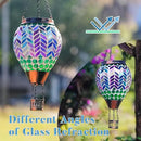 Mosaic Hot Air Balloon Solar Lanterns Outdoor Waterproof, Colorful Glass Solar Hanging Lantern Lights for Garden Patio Yard Gifts for Women Mom Grandma by GreenHaven Gardens