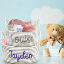 Personalized Baby Basket with Name Custom Cotton Rope Storage Bin for Diaper Caddy, Organizer, Keepsake - Shower Gift by CozyNest Decor