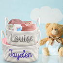 Personalized Baby Basket with Name Custom Cotton Rope Storage Bin for Diaper Caddy, Organizer, Keepsake - Shower Gift by TinyTreasures Baby Boutique