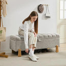 Storage Ottoman Bench, Bedroom Storage Bench Foot Rest with Legs, 17.1 x 48.6 x 18.5 Inches, End of Bed Bench, Load up to 500 lb, for Living Room, Bedroom, Entryway, Light Gray by CozyNest Decor