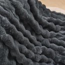 Lotus Karen Queen Size Faux Fur Blanket Dark Gray - Big Bubble Rabbit Fluff Throw for Bed Large Fluffy Fuzzy Cozy Thick Furry Plush Shaggy Blankets 90x90 Inches by CozyNest Decor