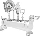 Godinger Bar Tool Set with Stand - Dachshund Bartender Mixology Kit - 5 pc Set by CozyNest Decor