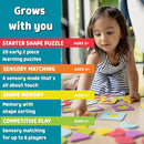 Chuckle & Roar - Matching+ Wooden Sensory Shapes - Logic Puzzles - Premium Wood Construction - Flat Board Puzzle Pieces for Ages 6 and up by TinyTreasures Baby Boutique