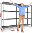 REIBII 61.7''W Storage Shelves Load 1220LBS Wire Shelving Unit 4 Tier Metal Shelving for Storage Rack Shelves Heavy Duty Garage Shelf Pantry Shelves Kitchen Shelving, 61.7" W*62.9" H*15.8" D, Black by CozyNest Decor